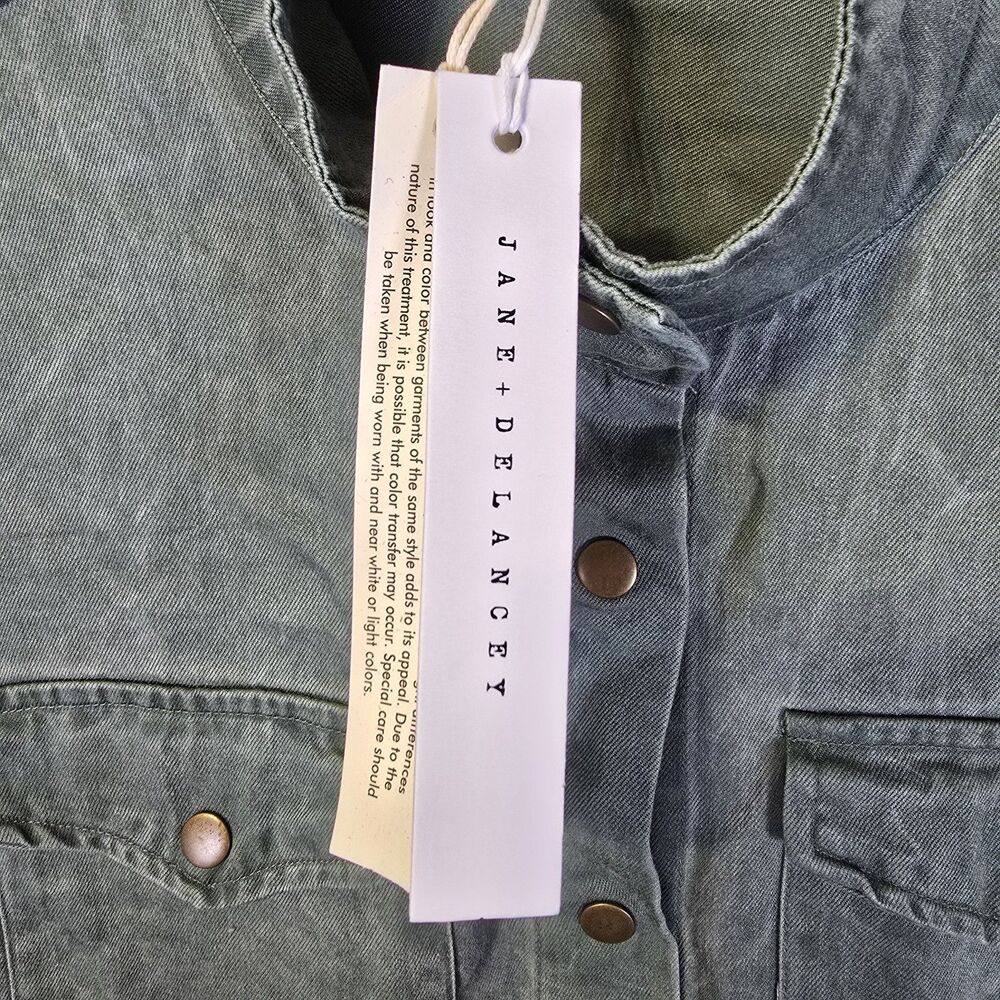 NWT Jane & Delancey Shirt Womens XL Green Denim Snap Close Shacket Outdoor - Picture 3 of 10